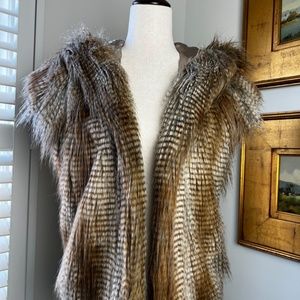 BCBGeneration Boho Faux Fur Vest SIZE MED - LG NWT & Lined, Hood FREE SHIPPING